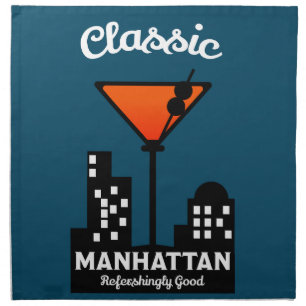 Manhattan Cocktail Wall Art Cloth Napkin