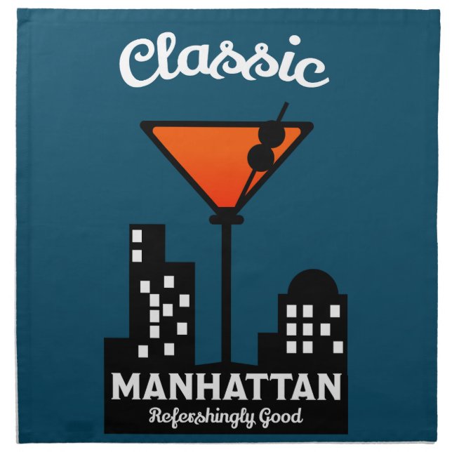Manhattan Cocktail Wall Art Cloth Napkin (Front)