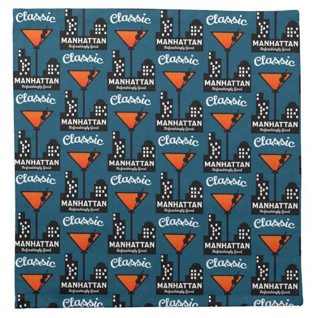 Manhattan Cocktail Wall Art Cloth Napkin (Front)