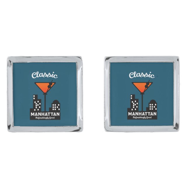 Manhattan Cocktail Wall Art Cufflinks (Front)