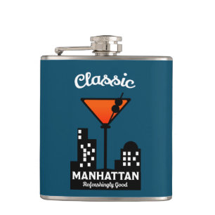 Manhattan Cocktail Wall Art Flask