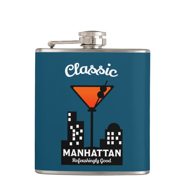 Manhattan Cocktail Wall Art Flask (Front)