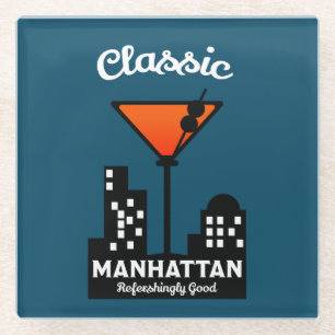 Manhattan Cocktail Wall Art Glass Coaster