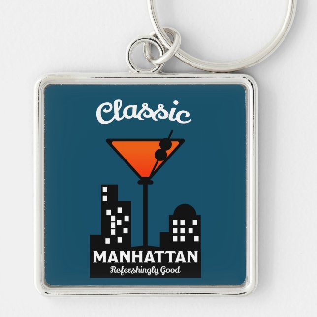 Manhattan Cocktail Wall Art Keychain (Front)