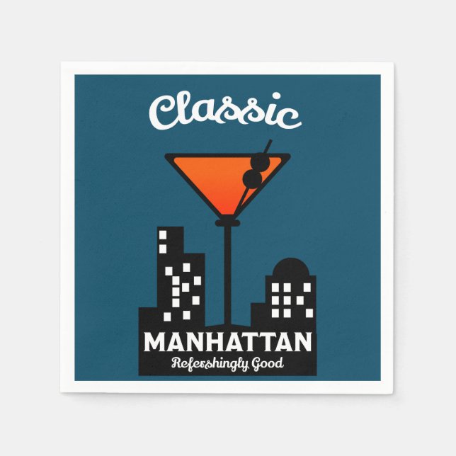 Manhattan Cocktail Wall Art Napkins (Front)