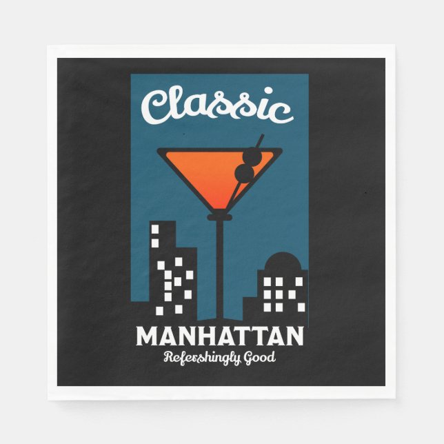 Manhattan Cocktail Wall Art Napkins (Front)
