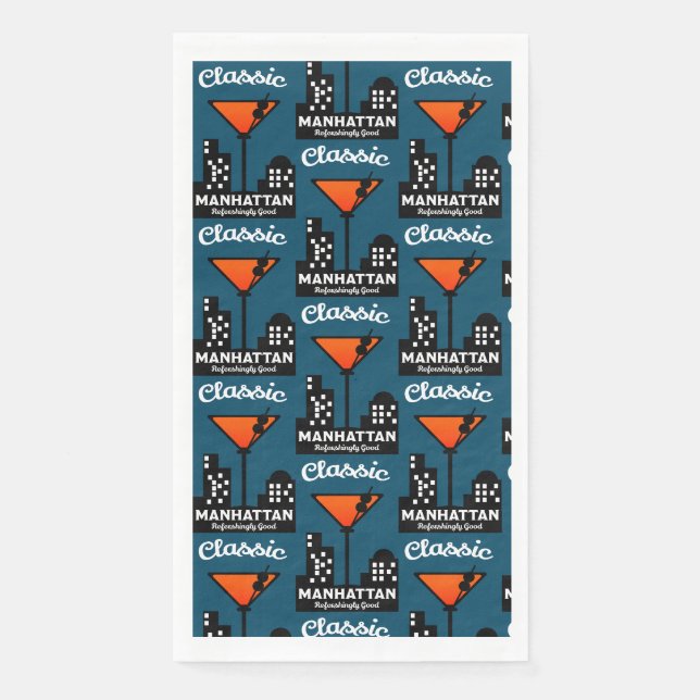 Manhattan Cocktail Wall Art Paper Guest Towels (Front)