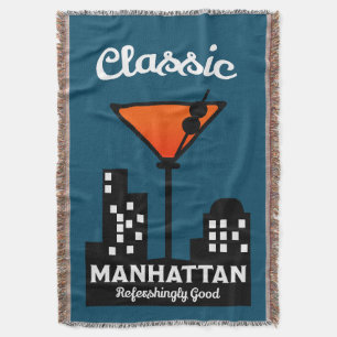 Manhattan Cocktail Wall Art Throw Blanket
