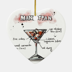 Manhattan Drink Recipe Design Ceramic Ornament