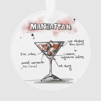 Manhattan Drink Recipe Design Ornament by GroovyFinds at Zazzle
