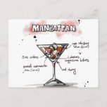 Manhattan Drink Recipe Design Postcard