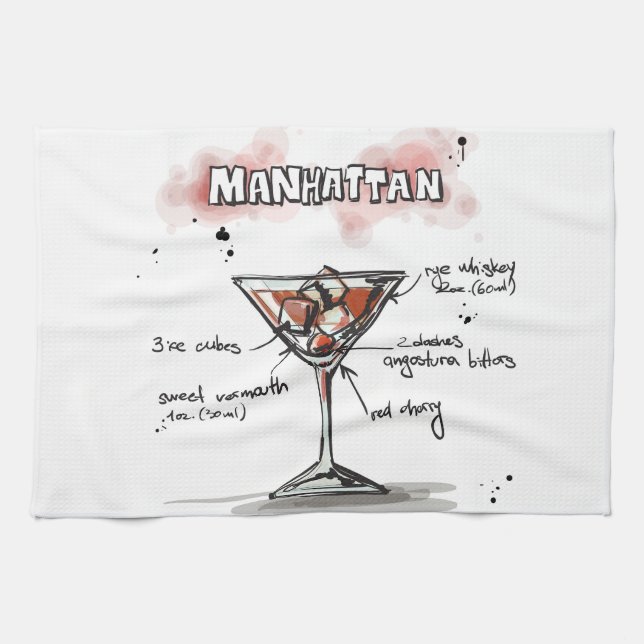 Manhattan Drink Recipe Design Towel (Horizontal)