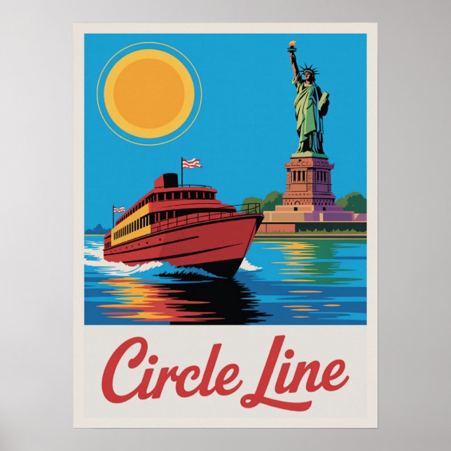 Manhattan Ferry Circle Line Statue Liberty View Poster (Front)