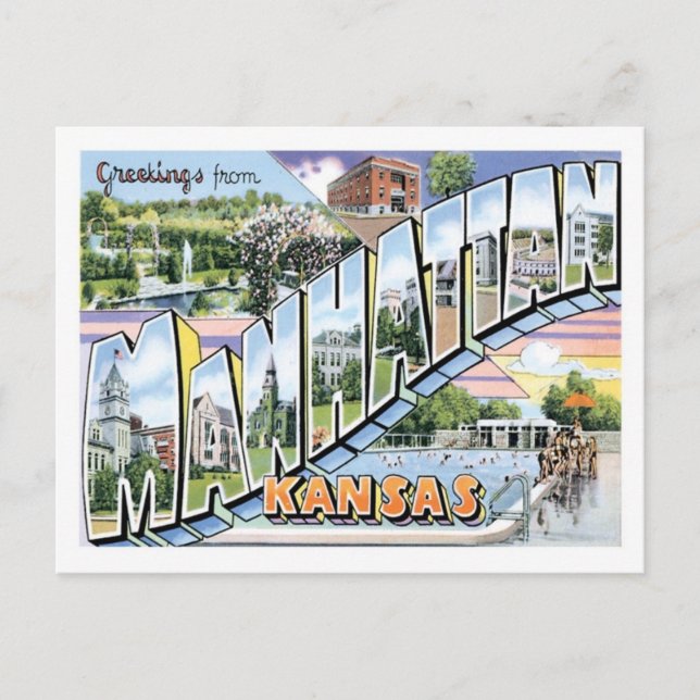 Manhattan Kansas Travel America US City Postcard (Front)