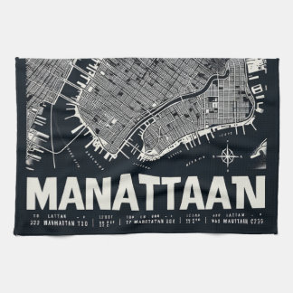 Manhattan Map Illustration Kitchen Towel