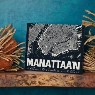 Manhattan Map Illustration Plaque