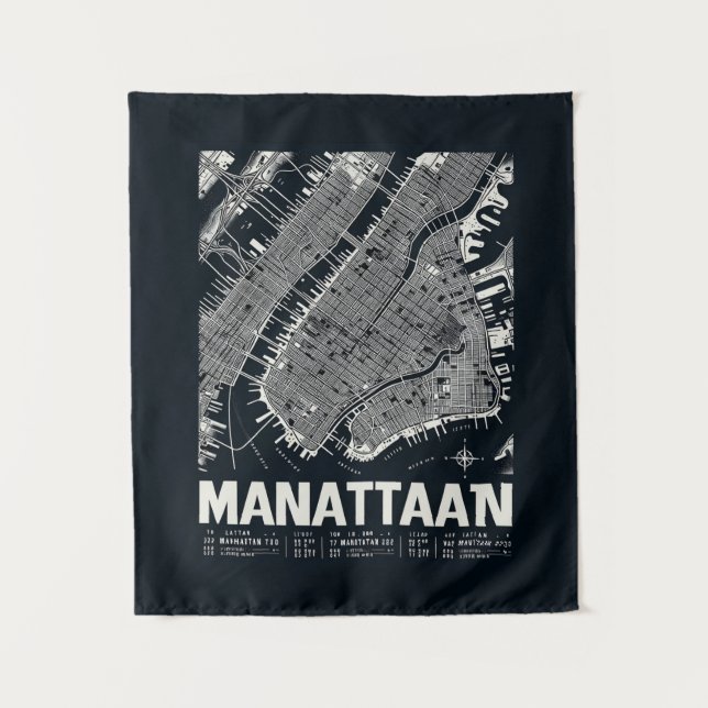 Manhattan Map Illustration  Tapestry (Front)