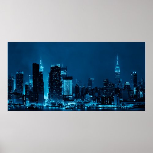 Manhattan midtown skyscrapers and New York City sk Poster