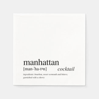 Manhattan Modern Quote Black Typography Cocktail Napkins