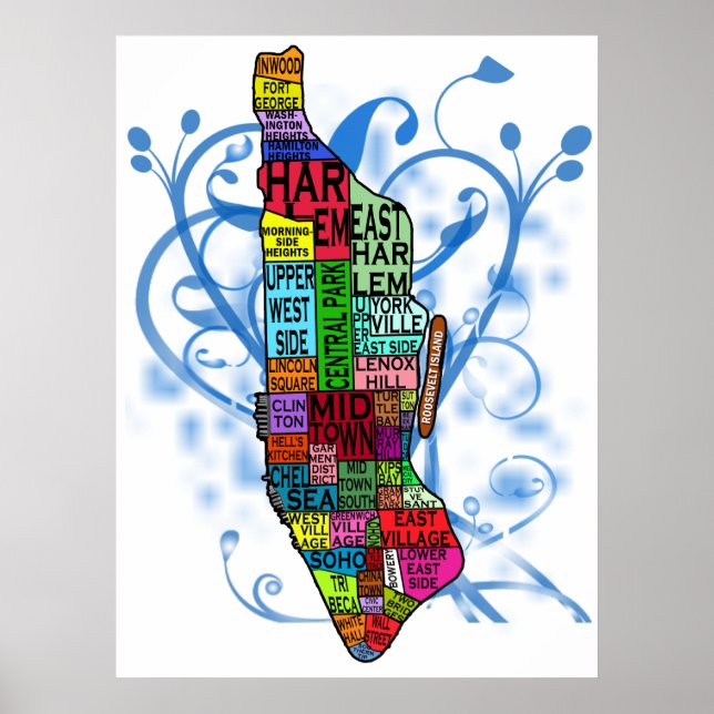 Manhattan Neighborhoods Print (Front)