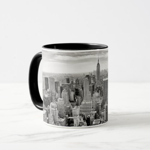 Manhattan New York black  white panorama Mug