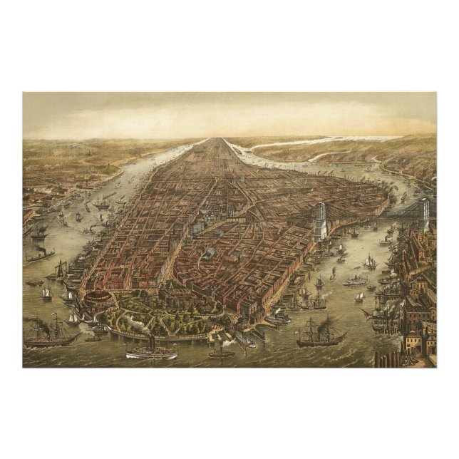 Manhattan New York City Old Photo Enlargement Print (Front)