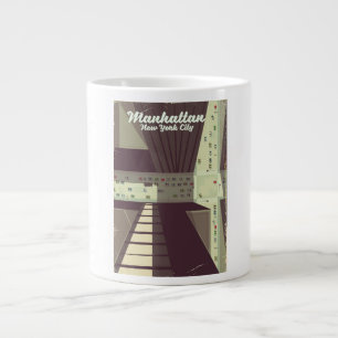 Manhattan New York City Travel poster. Giant Coffee Mug