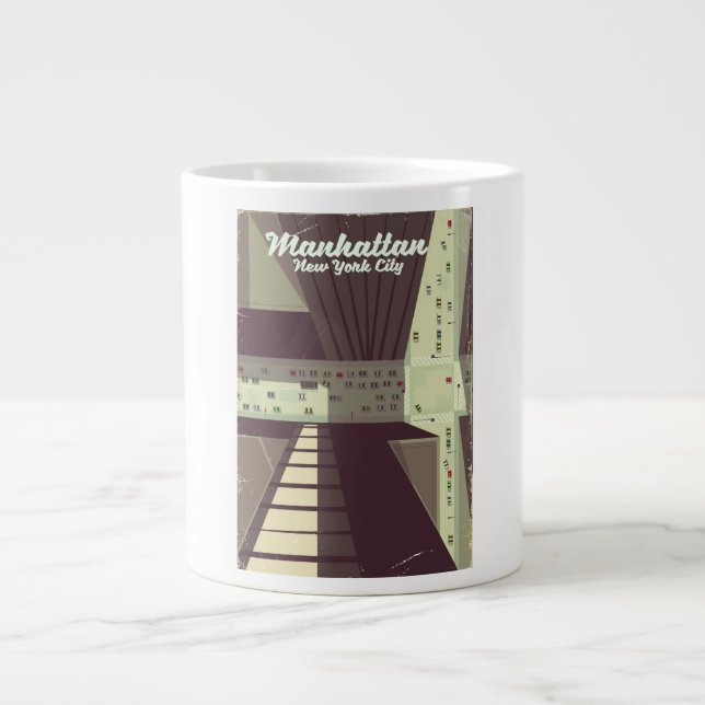 Manhattan New York City Travel poster. Giant Coffee Mug (Front)