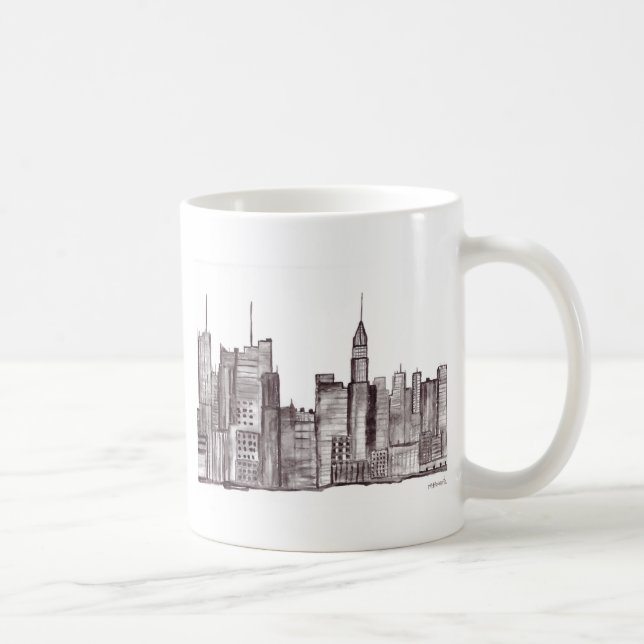 Manhattan New York city watercolor Coffee Mug (Right)