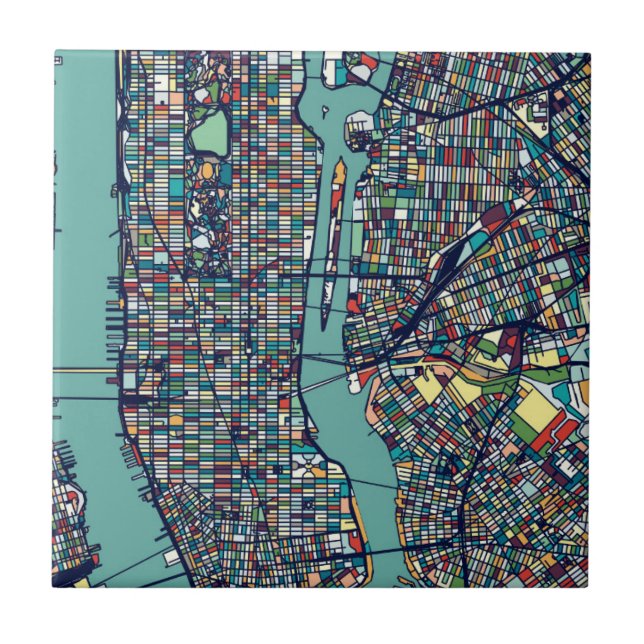 Manhattan New York Map Ceramic Tile (Front)