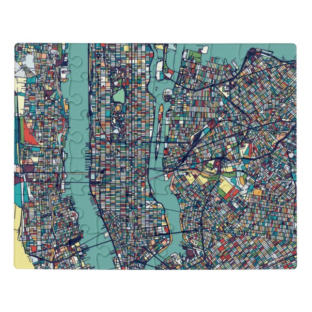 Manhattan New York Map Jigsaw Puzzle (Puzzle Horizontal)