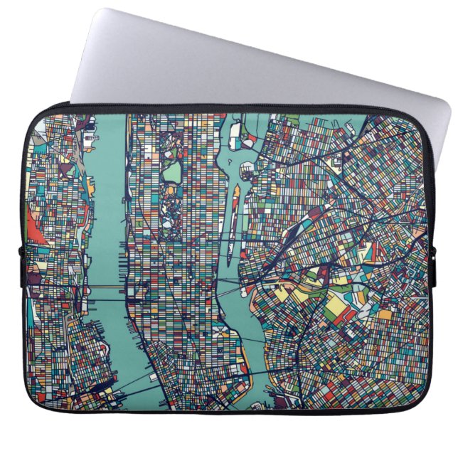 Manhattan New York Map Laptop Sleeve (Front)