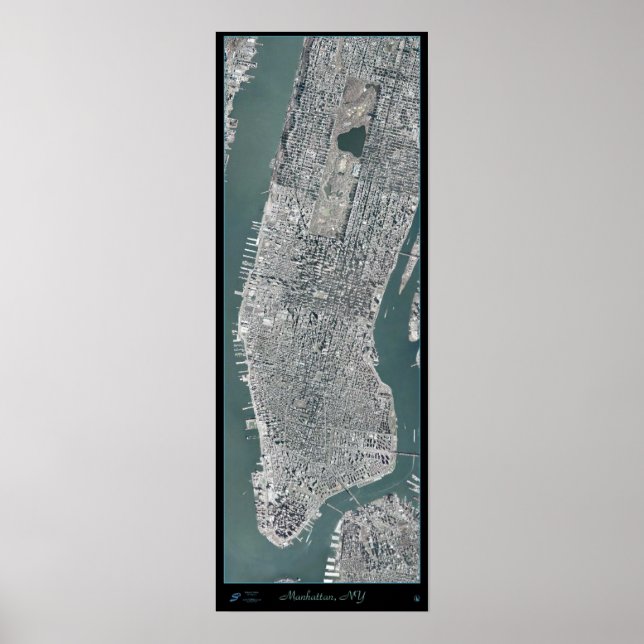 Manhattan, New York (NY) from space satellite post Poster (Front)