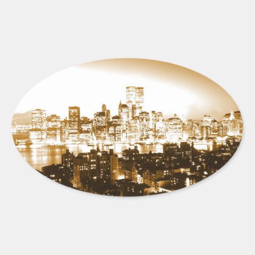 Manhattan New York Oval Sticker