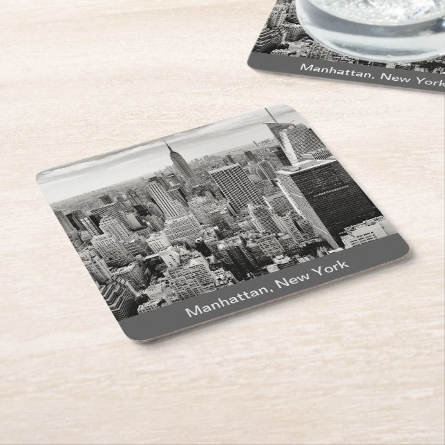 Manhattan, New York (panorama) Square Paper Coaster (Angled)