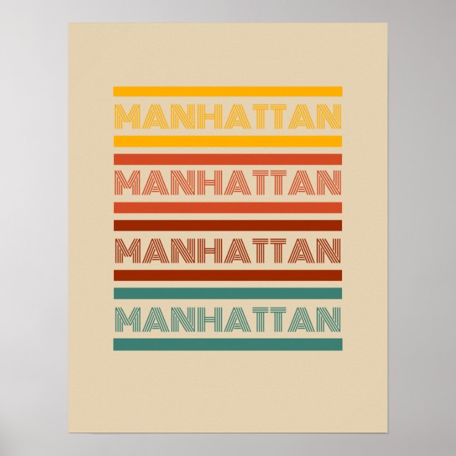 Manhattan New York, Retro Design Poster (Front)