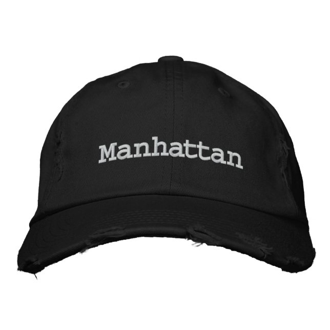 Manhattan, New York US City Embroidered Baseball Hat (Front)