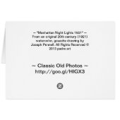 Manhattan Night Lights 1921 Cards (Back Horizontal)