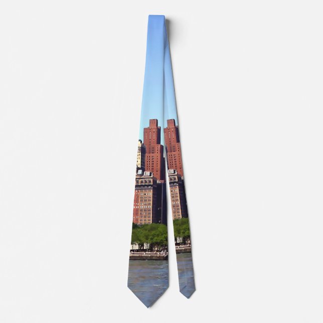 Manhattan NY - Manhattan Skyline on a Clear Day Neck Tie (Front)