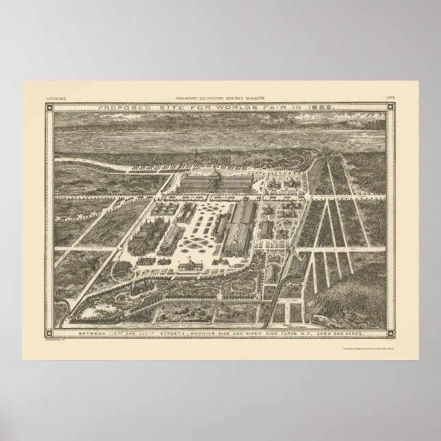 Manhattan, NY Panoramic Map - 1883 Poster (Front)
