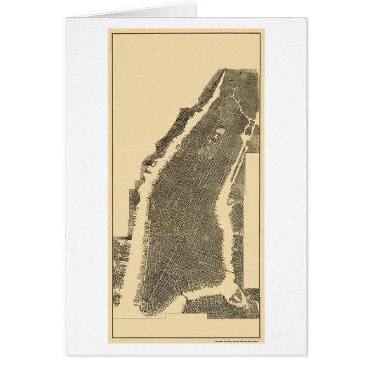 Manhattan, NY Panoramic Map - 1900 Cards (Front)