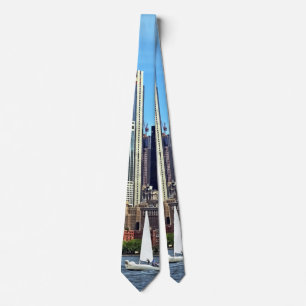 Manhattan NY – Sailboat By Manhattan Skyline Neck Tie