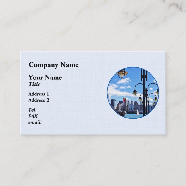 Manhattan NY - Skyline From Liberty State Park Business Card (Front)