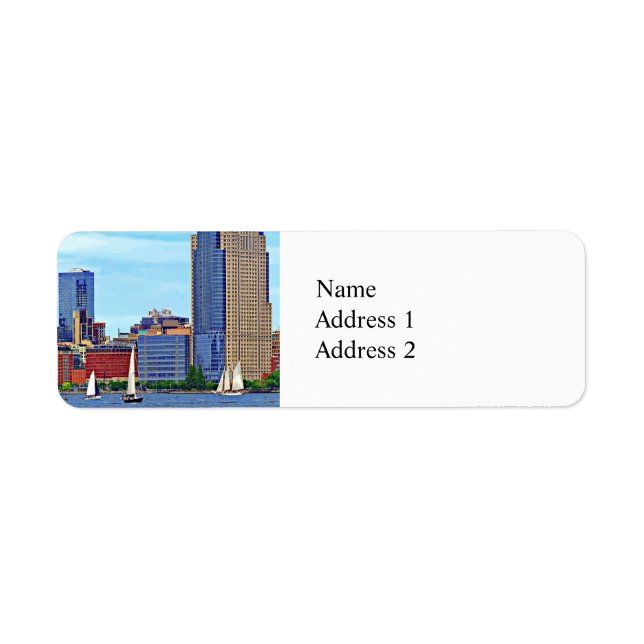Manhattan NY - Three Boats By Manhattan Skyline Label (Front)