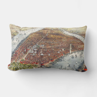 Manhattan NYC 1885 Lumbar Pillow