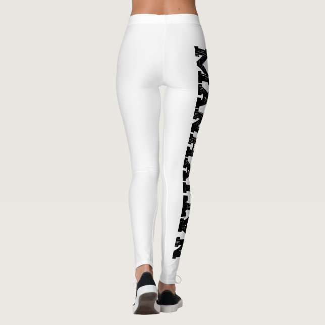 Manhattan NYC fashion, NY typography design Leggings (Back)