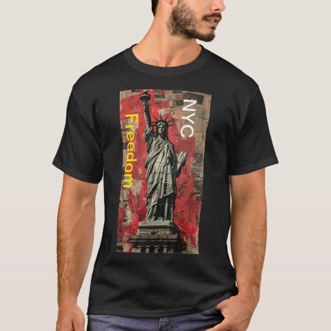 Manhattan Nyc Liberty Statue Mens Modern t-shirt b (Front)