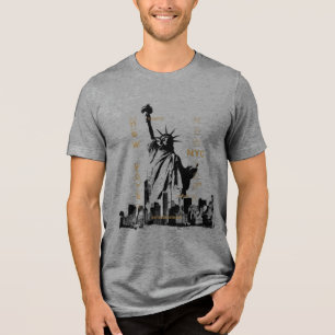 Manhattan Nyc Liberty Statue Mens Short Sleeve Tri-Blend Shirt