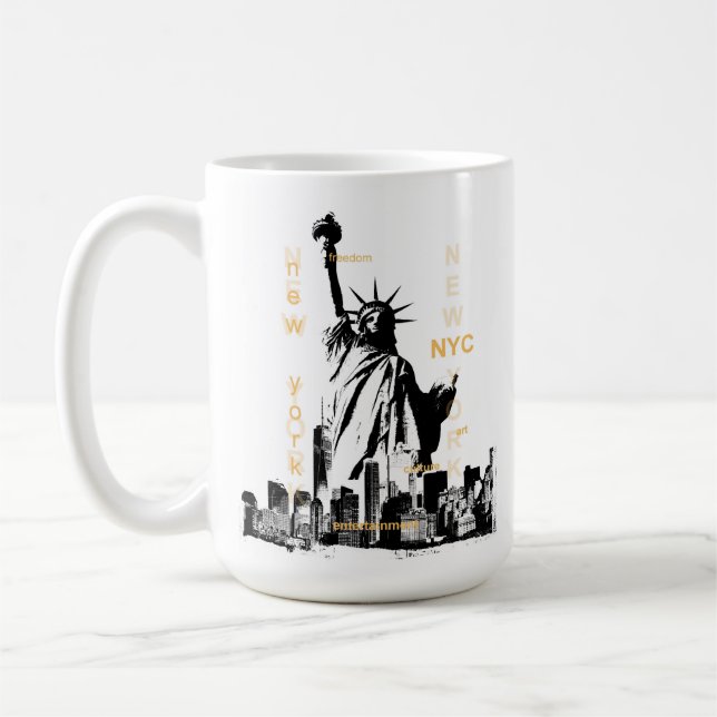 Manhattan Nyc Liberty Statue Modern New York Coffee Mug (Left)