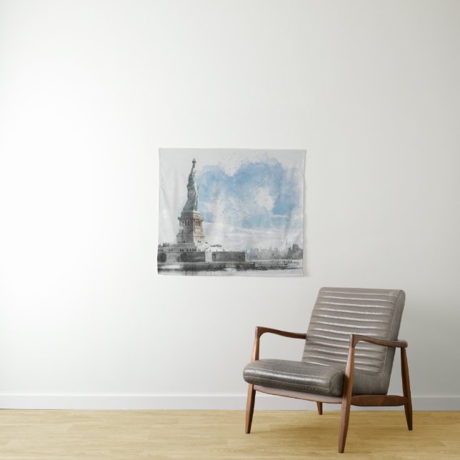 Manhattan NYC Liberty Statue Tapestry, New York  Tapestry (In Situ (Horizontal))